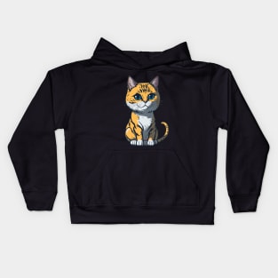 Cool Feline in Shades: Whiskered Purrfection for Cat Miaw Lovers Kids Hoodie